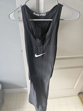 Nike Pro Hyperstrong Black Tank Top with White Swoosh - Padded Sides